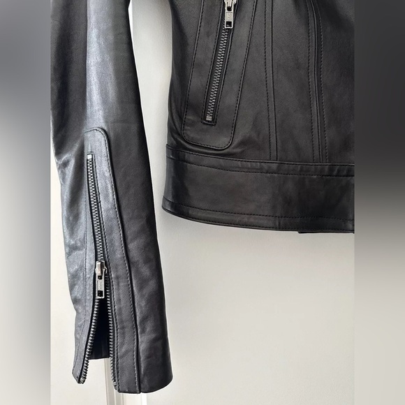 Mackage for Aritzia Kenya Lamb Leather Moto Jacket Black sz XS - Picture 8 of 10